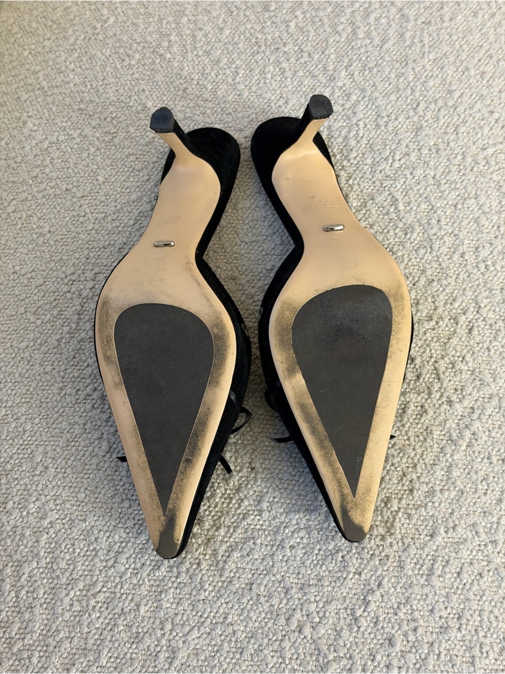 TONY BIANCO Black Suede Pointed Toe Mule Heels - Picture 6 of 10